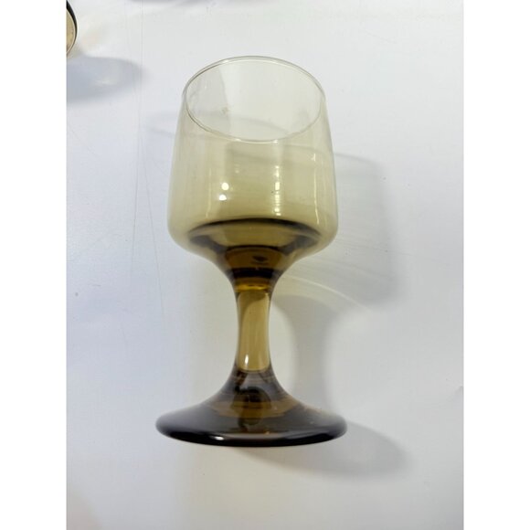 Wine Glasses Water Goblets Goblets Libbey Tawny Accent Smoky Brown Amber Vintage - Picture 3 of 11
